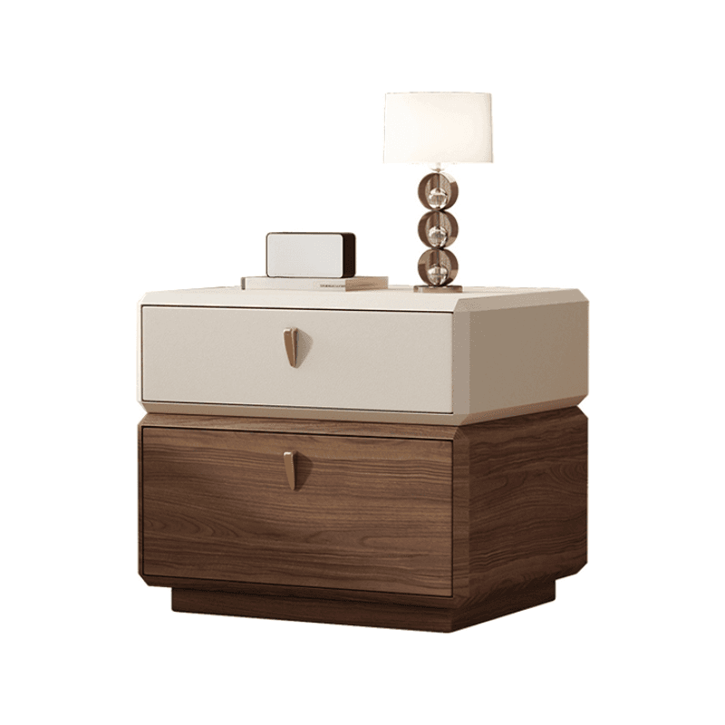 Organic Modern 2 Tiers Nightstand With Drawer Organization in Pleather - image 9