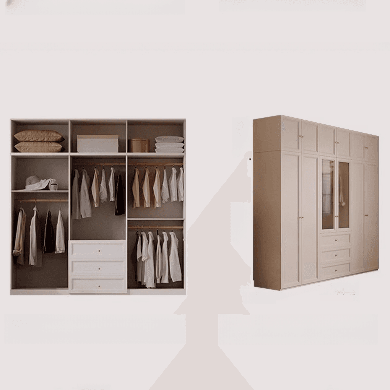 Chalk Modish Self-supporting Cabinet Armoire with Soft Close Drawer, Soft Close Door, and Hinged Hanging Rod - image 6