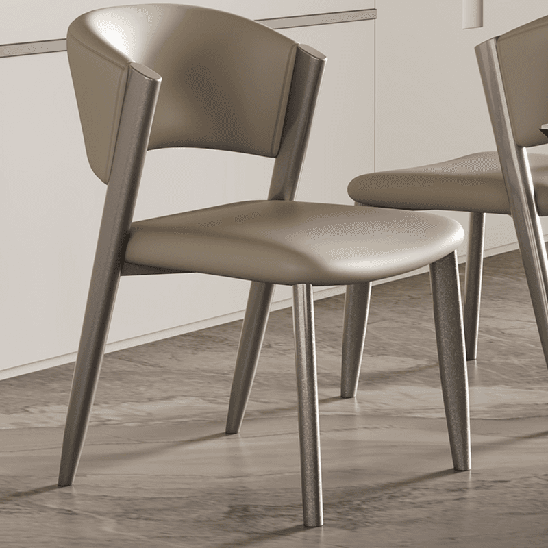 Modish Armless Chair with Exposed Back, Cushioned, Grey Steel Legs - image 11