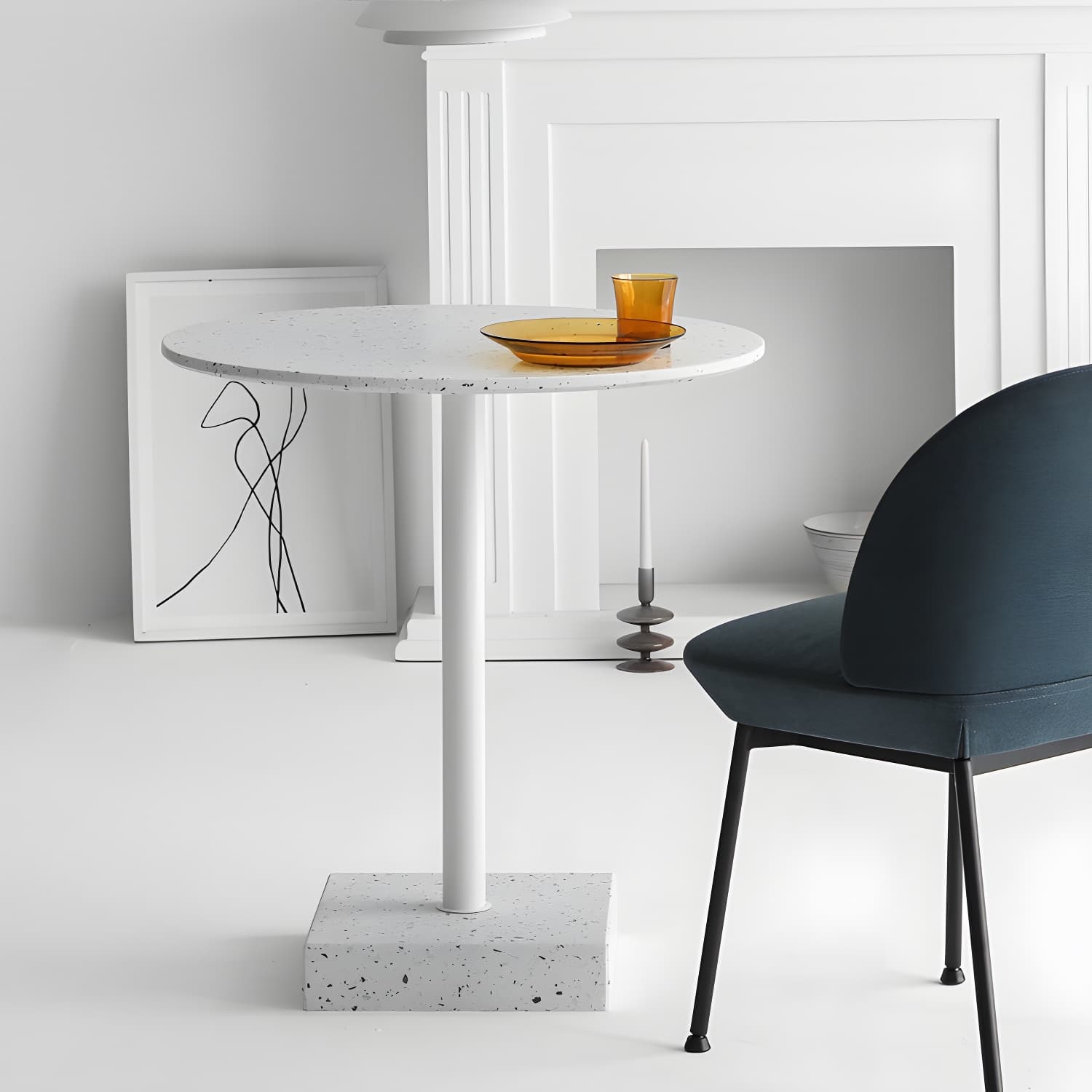 Industrial Style Dining Table Pedestal Casual Dining Site Table for Dining Room - image 13