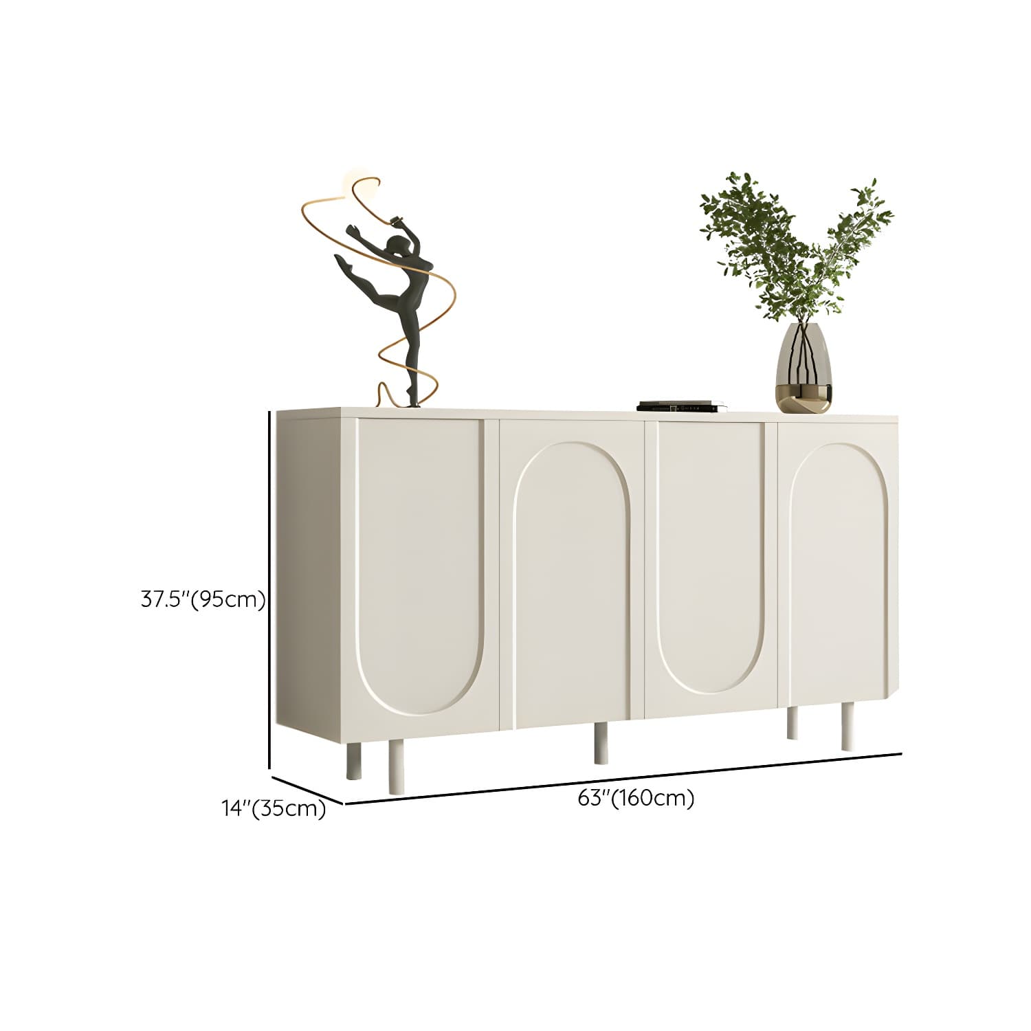 Modern Living Room Manufactured Wood Buffet Sideboard in White - image 14