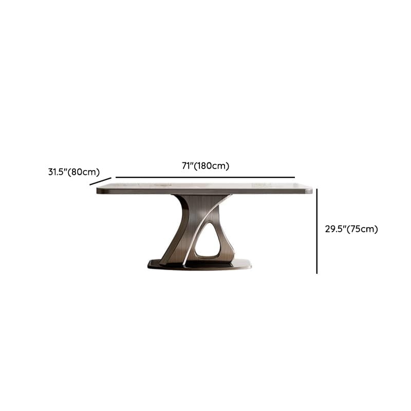 Dining Table Set with Slate Stone Top, Stump Base, Fixed Table, Padded Chair with Back in White - image 9