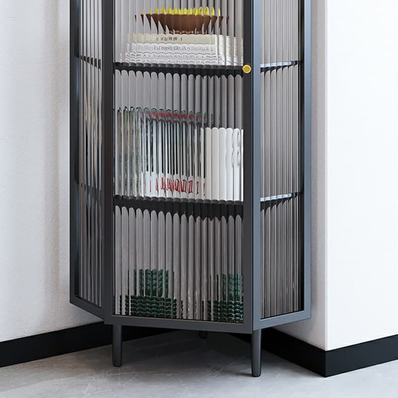 Sophisticated Steel Corner Accent Cabinet with Glass Doors and Cabinets Included - image 9