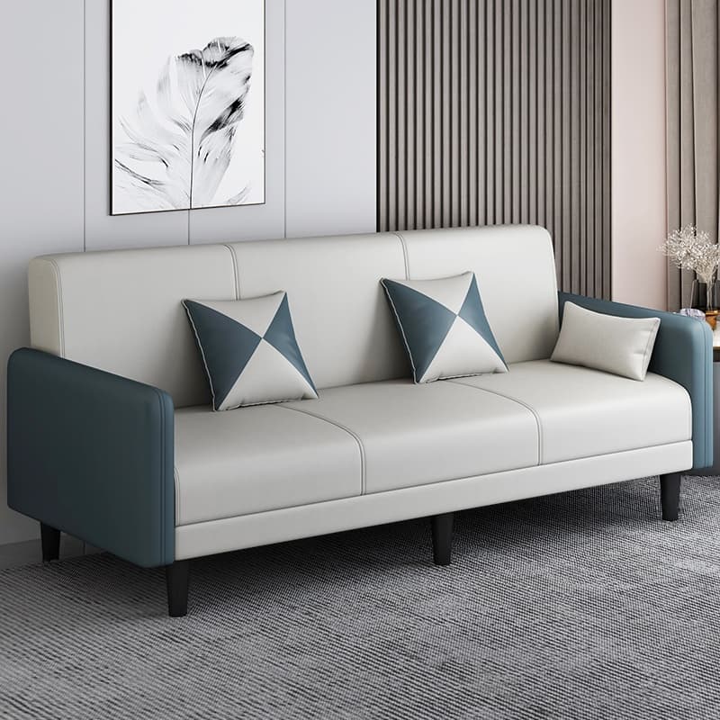 Trendy Solid Color Stain Resistant Standard Sofa in Grey/Cerulean/Beige with Arm, 4-seater/Seats 3 and 2 Pillows - image 6