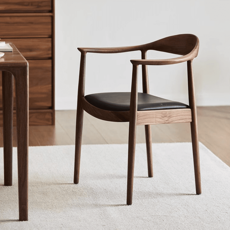 Scandinavian Timber Outlined Leatherette/Linen Firm Arm Chair with Exposed Back and Armrest - image 7