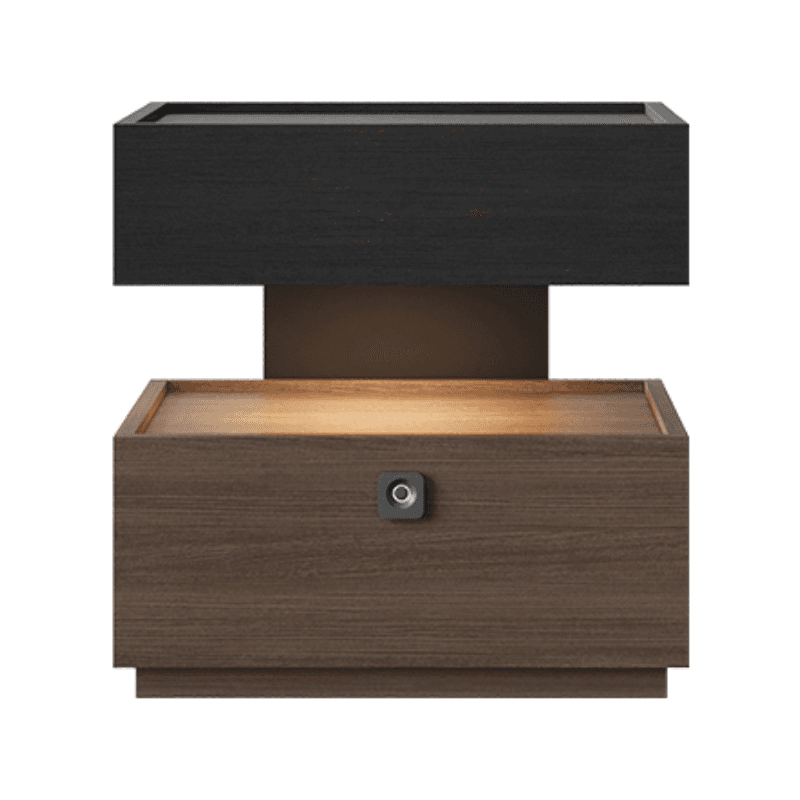 Organic Modern Nightstand With Drawer Organization Featuring Particle Board Wood and Illuminating Lighting - image 5
