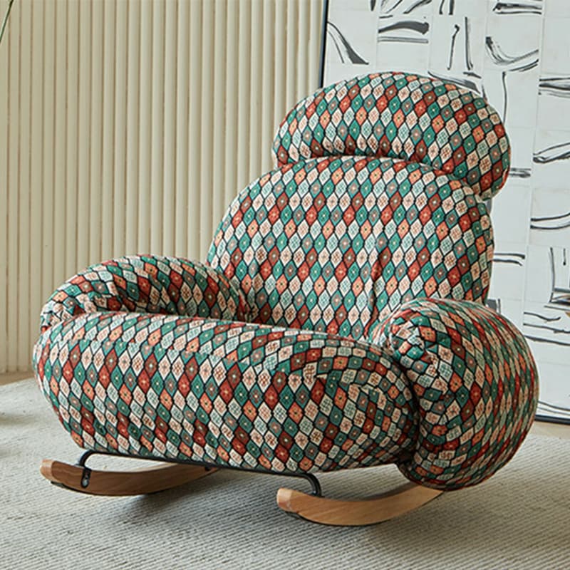 Attractive and Comfortable Designer Indoor Rocking Chair with Natural Wood Legs