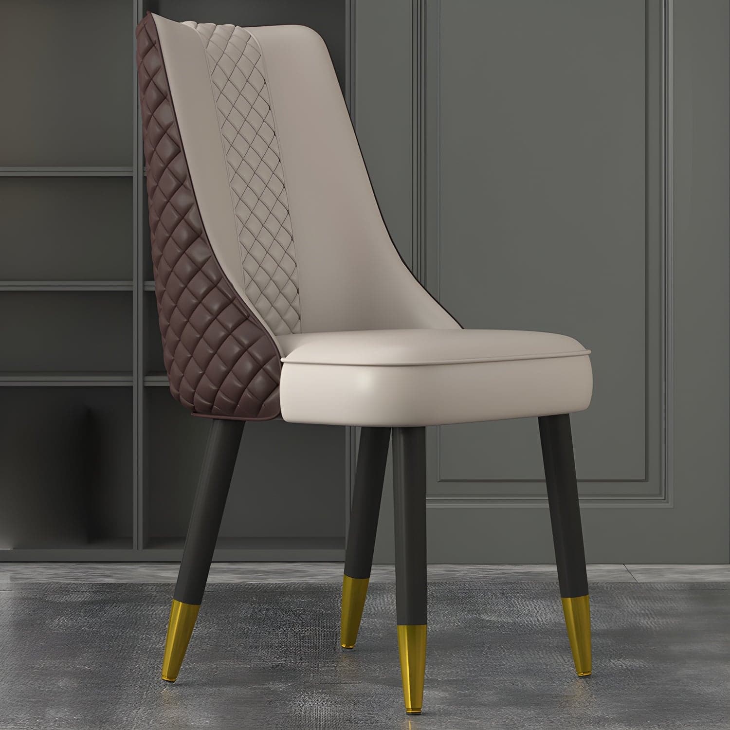 Industrial Style Dining Chairs Faux Leather Kitchen Chairs with Wood Legs - image 11