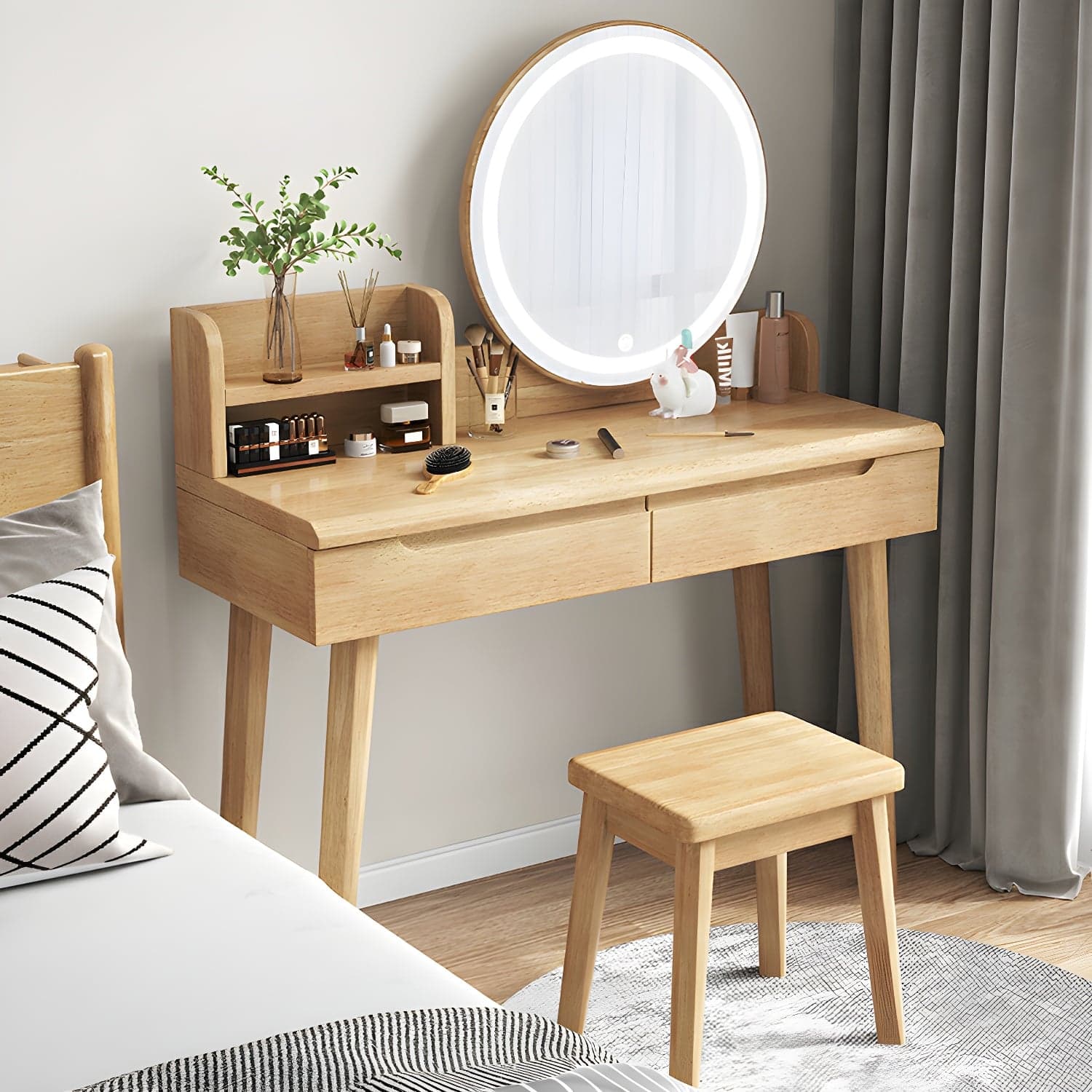 Light Wood/Bleached Wood/Gray Wood Sleeping Room 2 Drawers Lighting System with Tabletop Storage - image 5