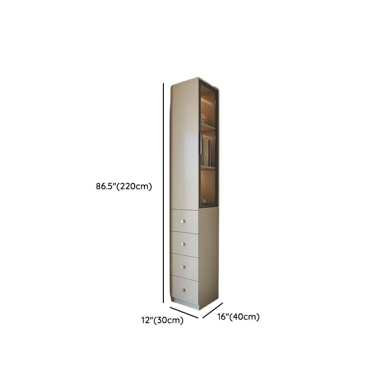 Detached Scratch-immune Accent Cabinet with Glazed Door, Grip Bars, Off White Top, Soft Close Drawer, and Stain Resistant Finish - image 5