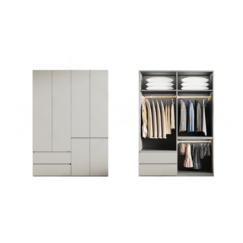 Cream Trendy Reclaimed Wood Wardrobe Armoire with Soft Close Drawer, Soft Close Door, Interior Shelves, and Clothing Rod - image 22