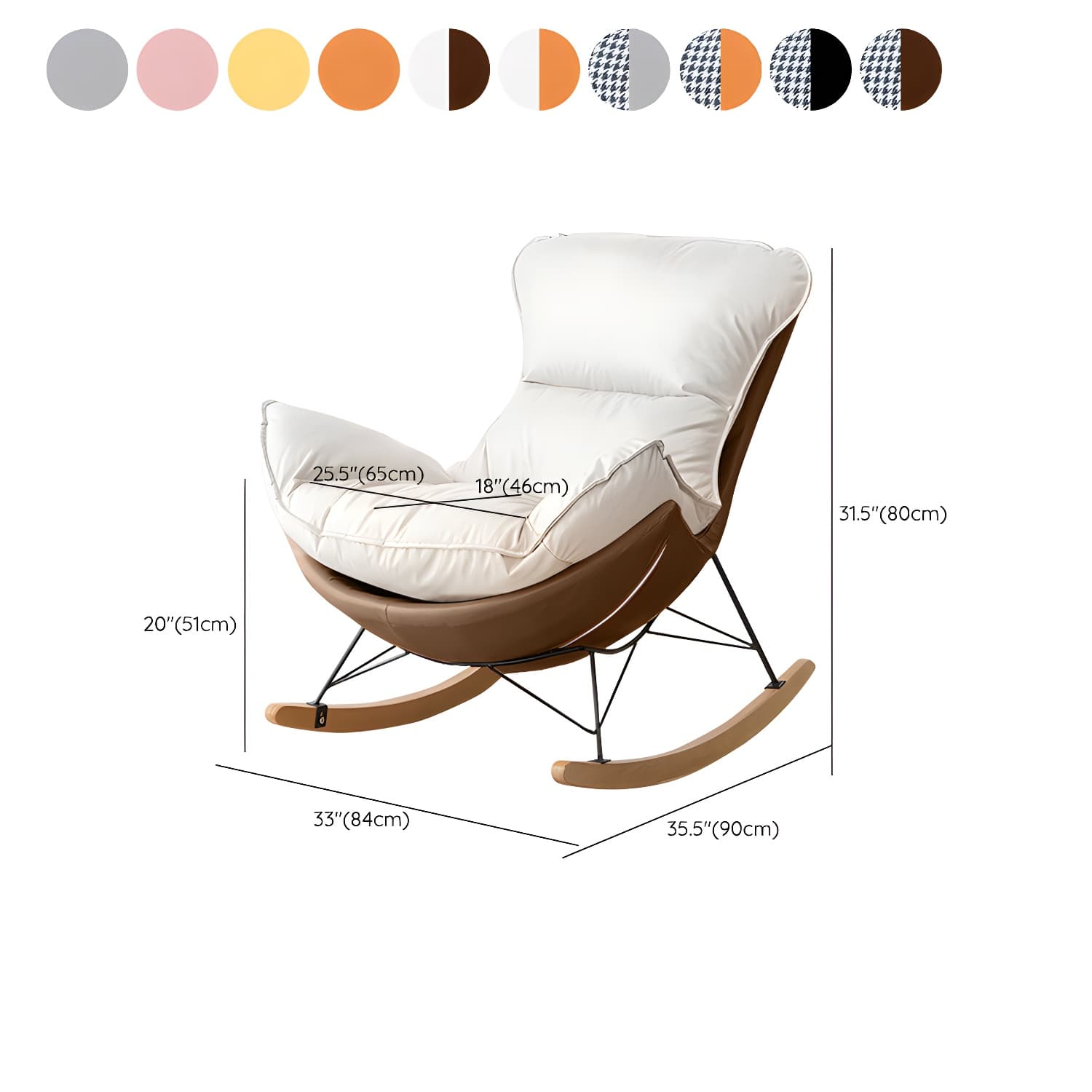 Stylish and Comfortable Modern Upholstered Rocking Chair with Removable Back Cushion - image 18
