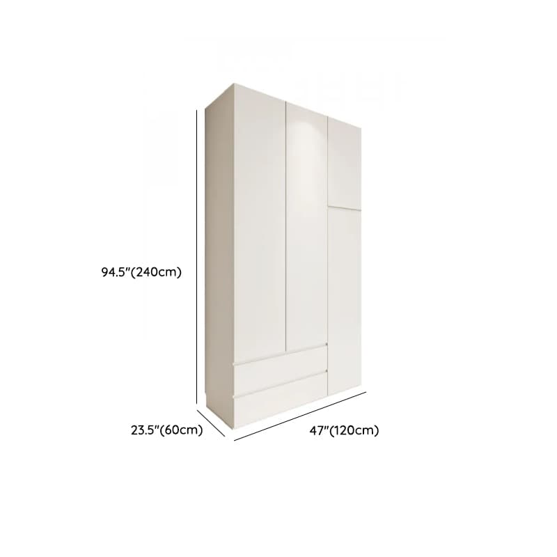 White Minimalist Manufactured Wood Independent Wardrobe Closet with Soft Close Drawer, Soft Close Door, and Interior Shelves - image 15