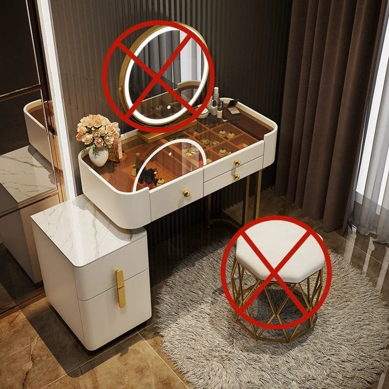 Contemporary Slate Countertop Adjustable Makeup Vanity with Drawers for Bedroom - image 4
