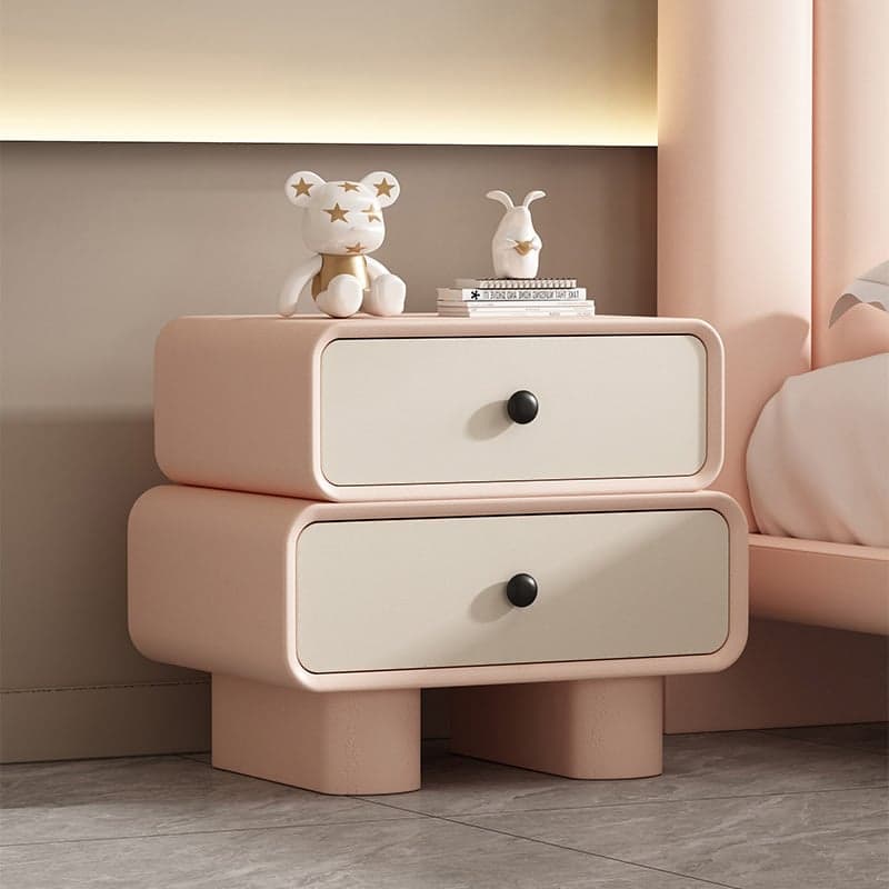 Contemporary Wood Nightstand with Drawer Storage and Faux Leather Countertop - image 8