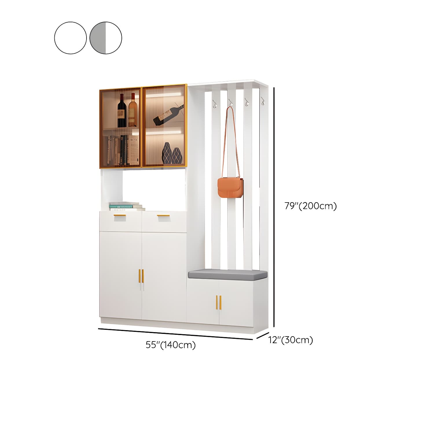 Rectangle Wood Cabinet 11.81" Wide 3-door Accent Cabinet with Drawer - image 20