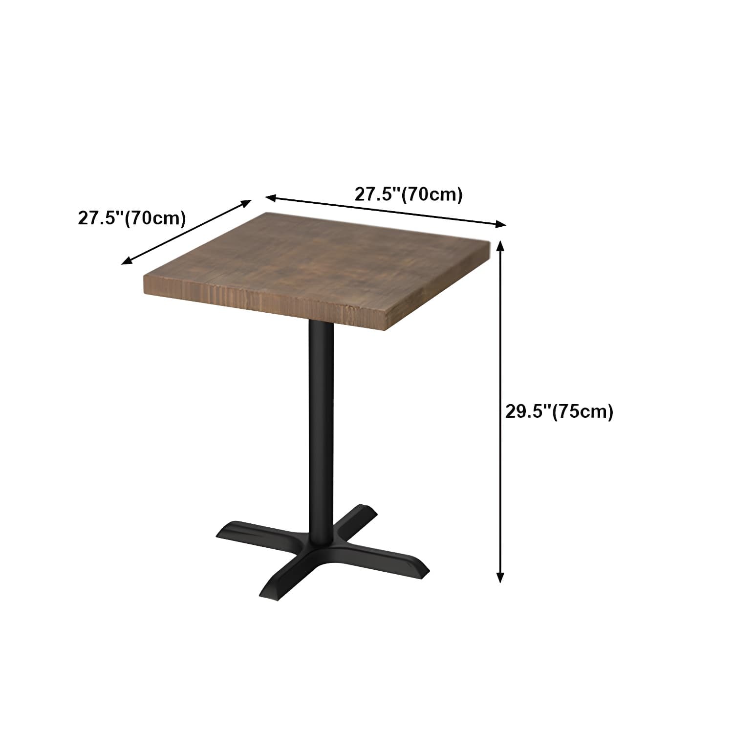 Solid Wood Dining Table Industrial Square Dining Table with Metal Base - image 11