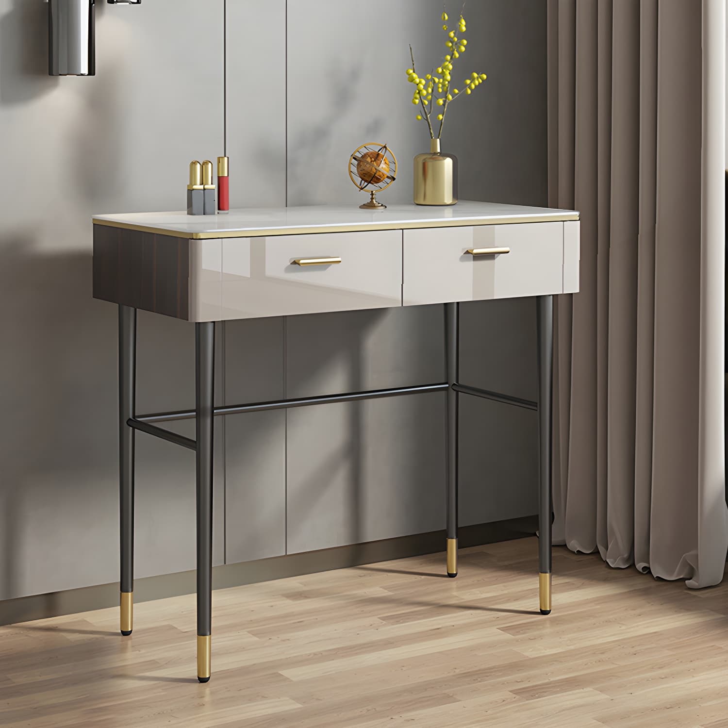 Modern Slate Top Vanity Makeup Table Set Grey Makeup Vanity Desk Table - image 4