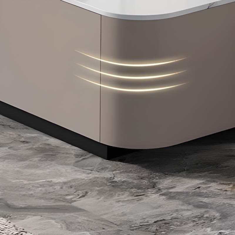 Modern White Stone Top TV Stand with Storage and Cable Management - image 7