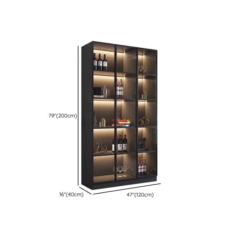 Contemporary Rectangle Utility Storage Cabinet with Storage Cabinet, Composite Wood Countertop, Glass-panel Door in Midnight Black - image 8