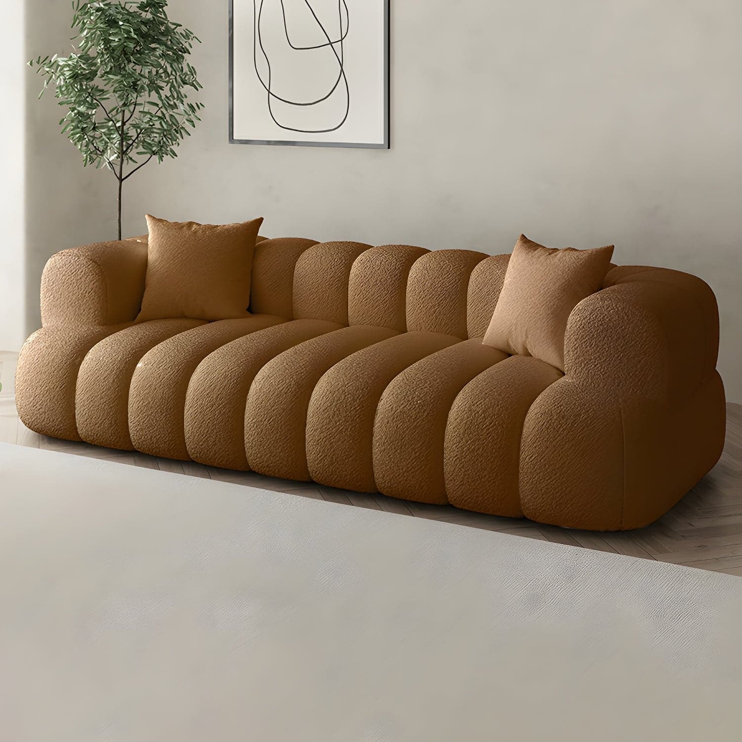 Modern Wood Frame Sofa with Tuxedo Arms and Solid Color Upholstery in Standard Size - image 3