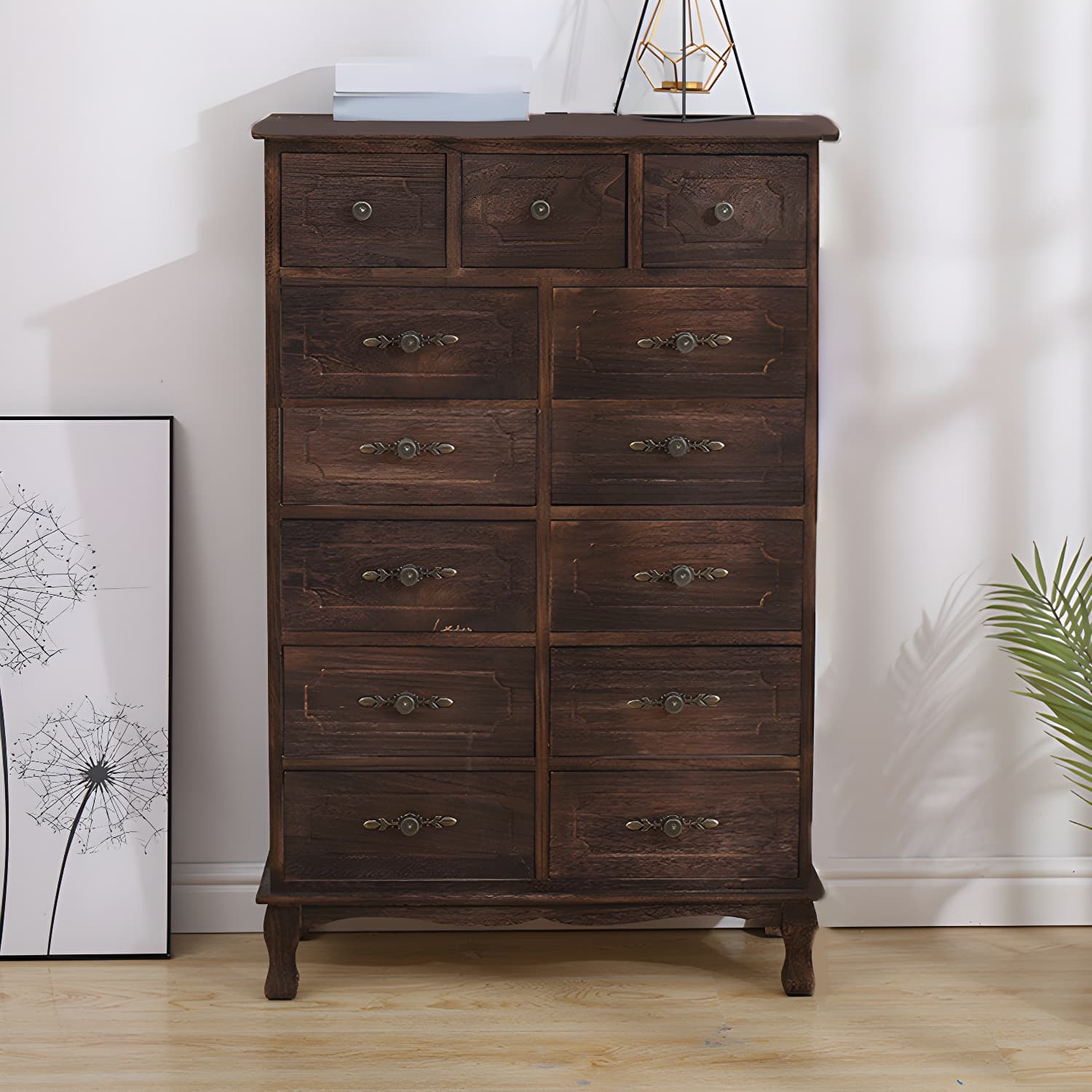 Nautical Storage Chest Bedroom Solid Wood Chest with Drawers