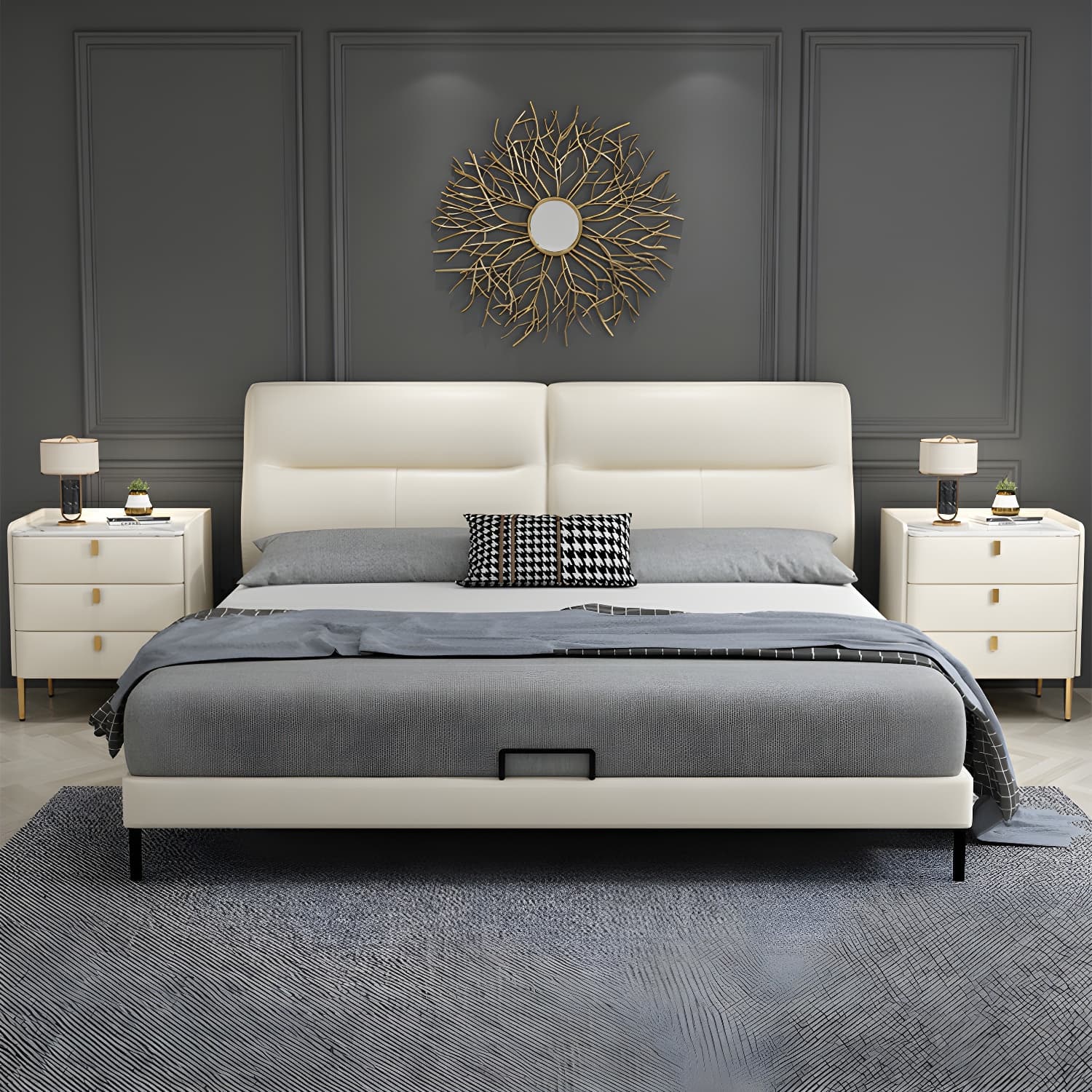 Glam Style Sintered Stone Top Drawer Storage Nightstand for Bedroom - image 24