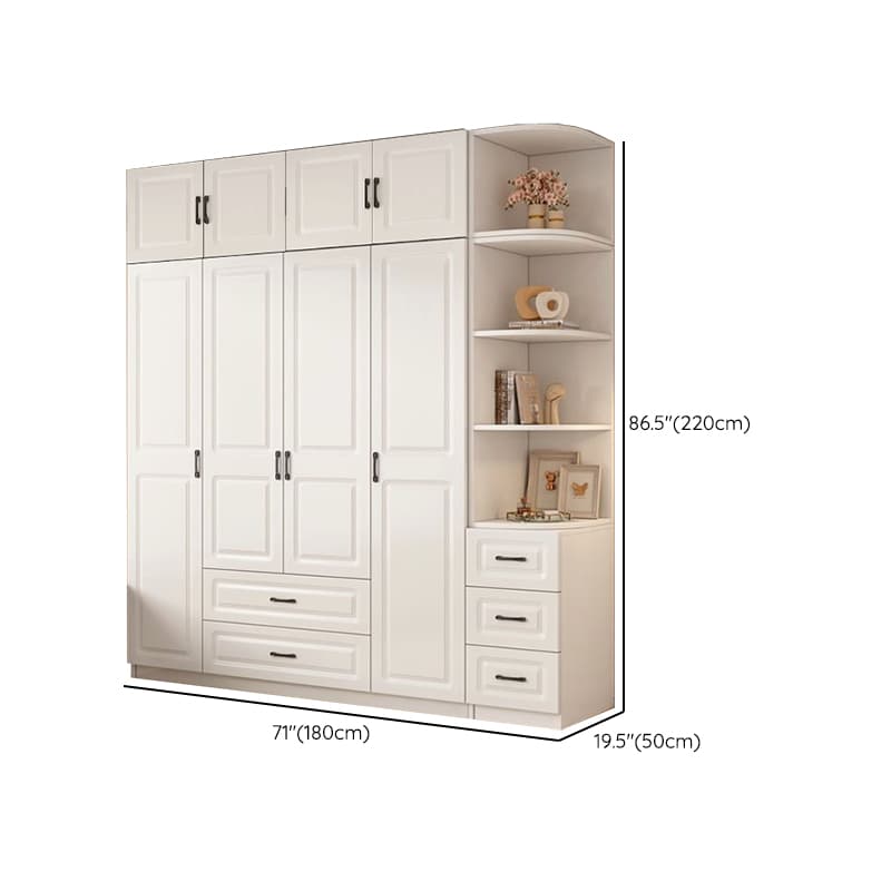 Casual Chalk Timber Wardrobe with Soft Close Drawer and Door, Interior Shelves, Hanging Rod - image 37