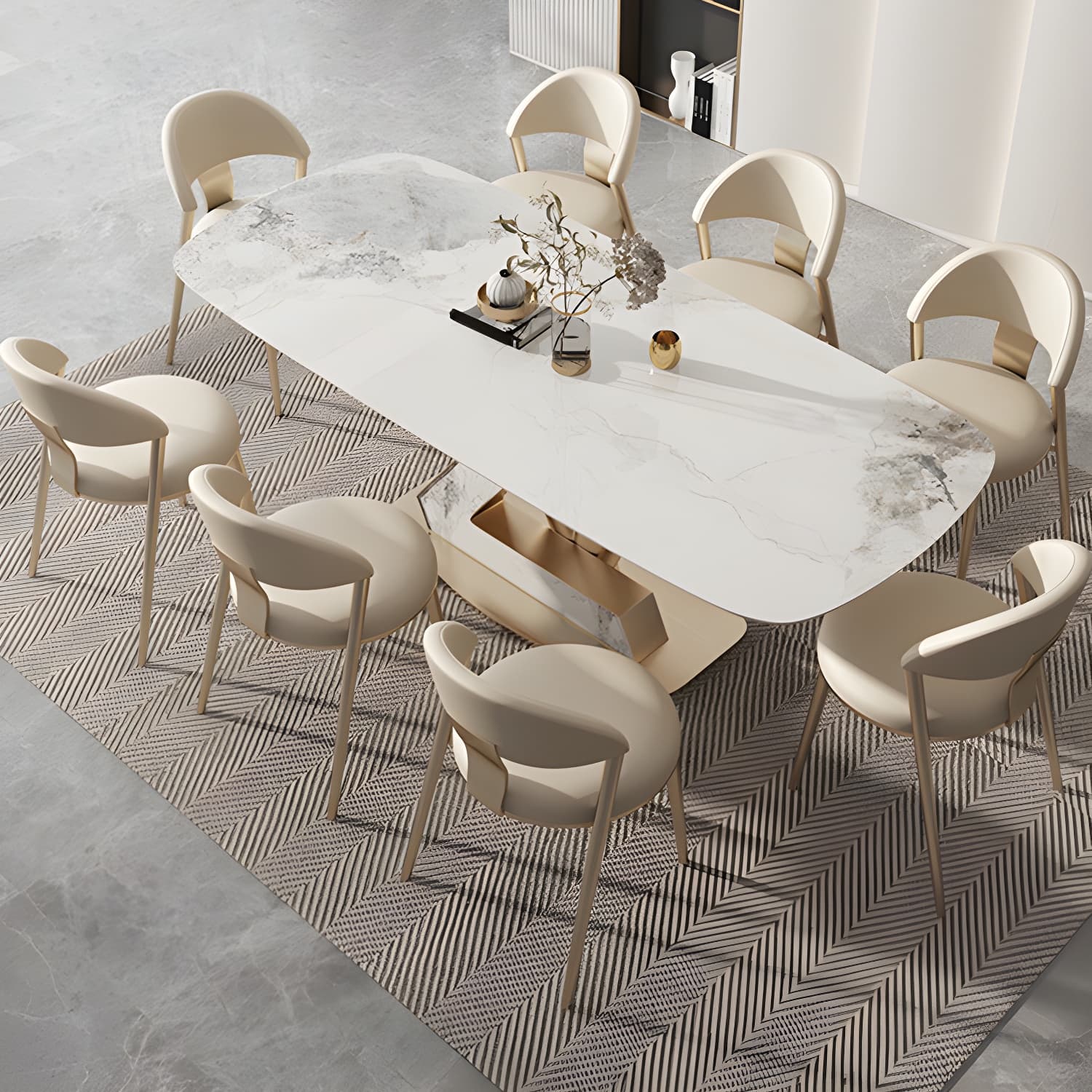 Glam Style Rectangle Table Set 1/4/5/7/9 Pieces Dining Set for Home Use - image 3