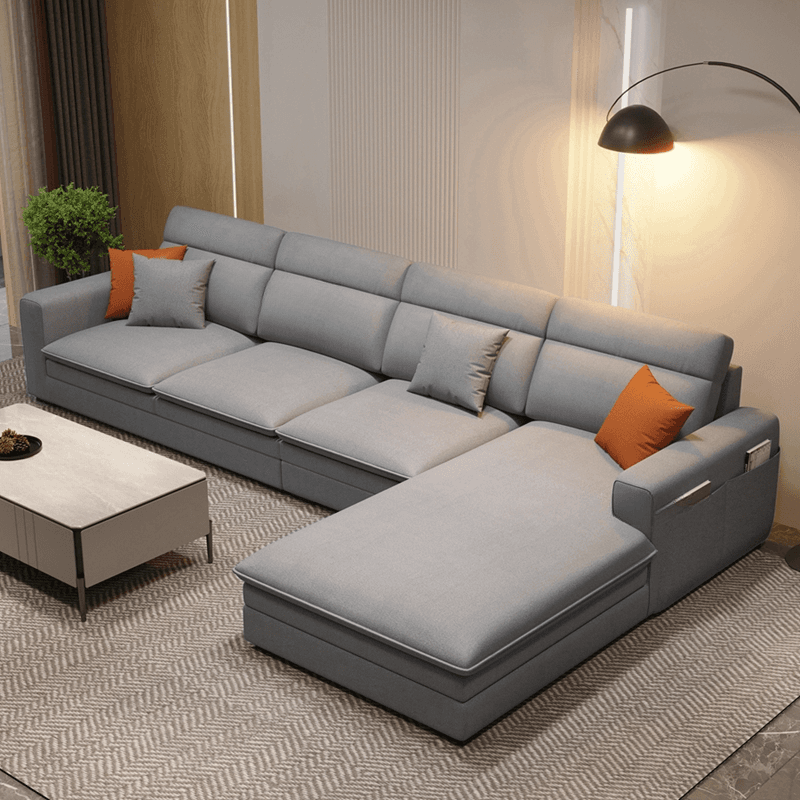 L-Shape/Straight Natural Wood Sofa Chaise/Sofa Couch with Concealed Support - image 12