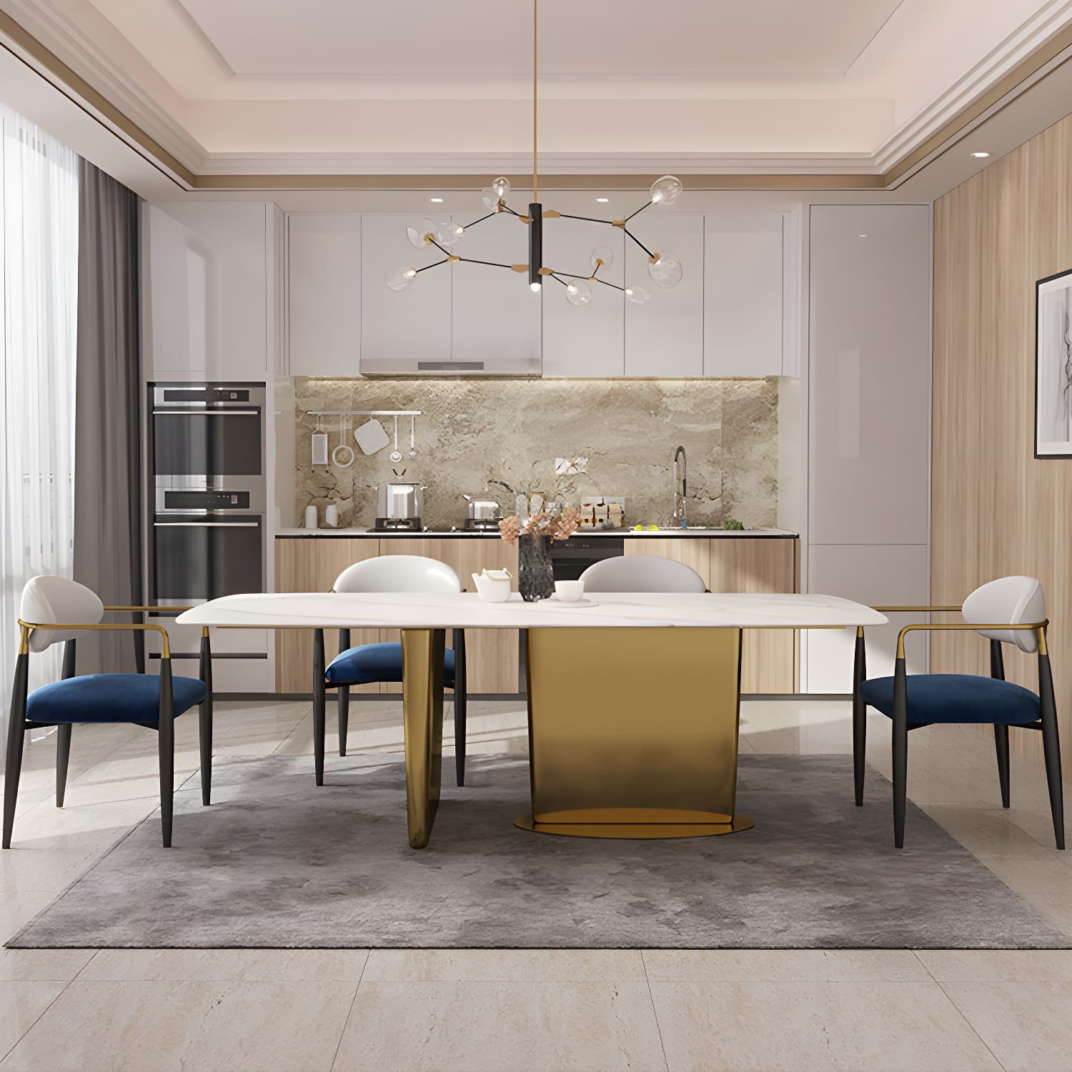 Modern Style Arm Chair Open Back Dining Chair with Metal Legs - image 16