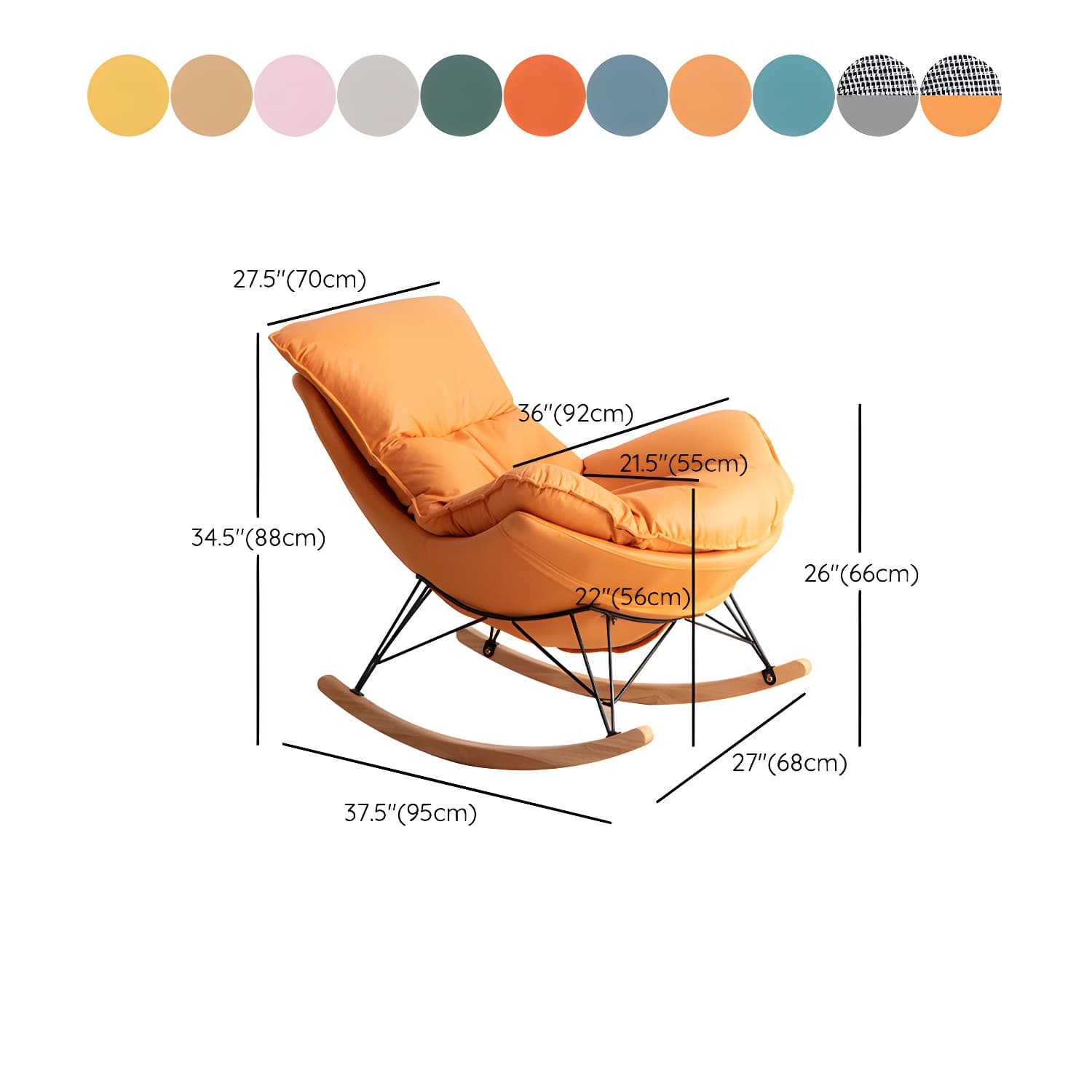 Rocking Chair Fabric Houndstooth Scratch Resistant Rocking Chair with Ottoman - image 17