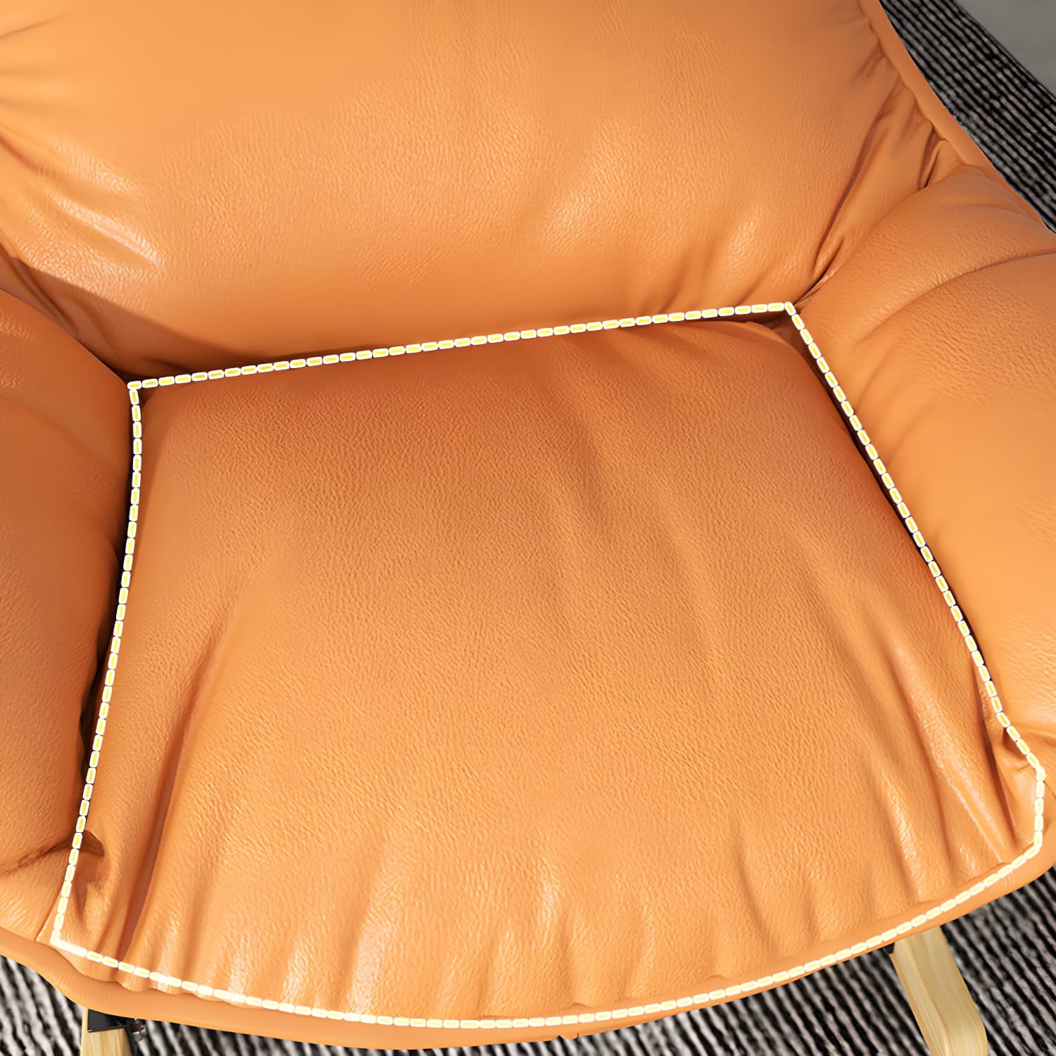 Simple Faux Leather Rocker Chair Plain Rocking Chair with Removable Cushions - image 12