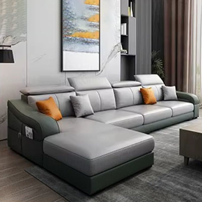 L-Shape Left Sofa Chaise for 5-seater with Sloped Arms in a Trendy Style - image 8