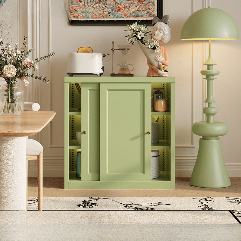 Simple Standard/Wide Sideboard with Metal Countertop, Pantry Hutch, Sliding Doors and Adaptable Shelf - image 3