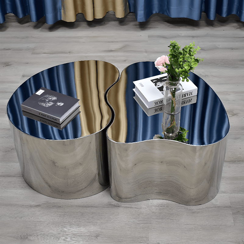 Silver Alloy Irregular/Circular-shaped Accent Table for Small Spaces - image 14