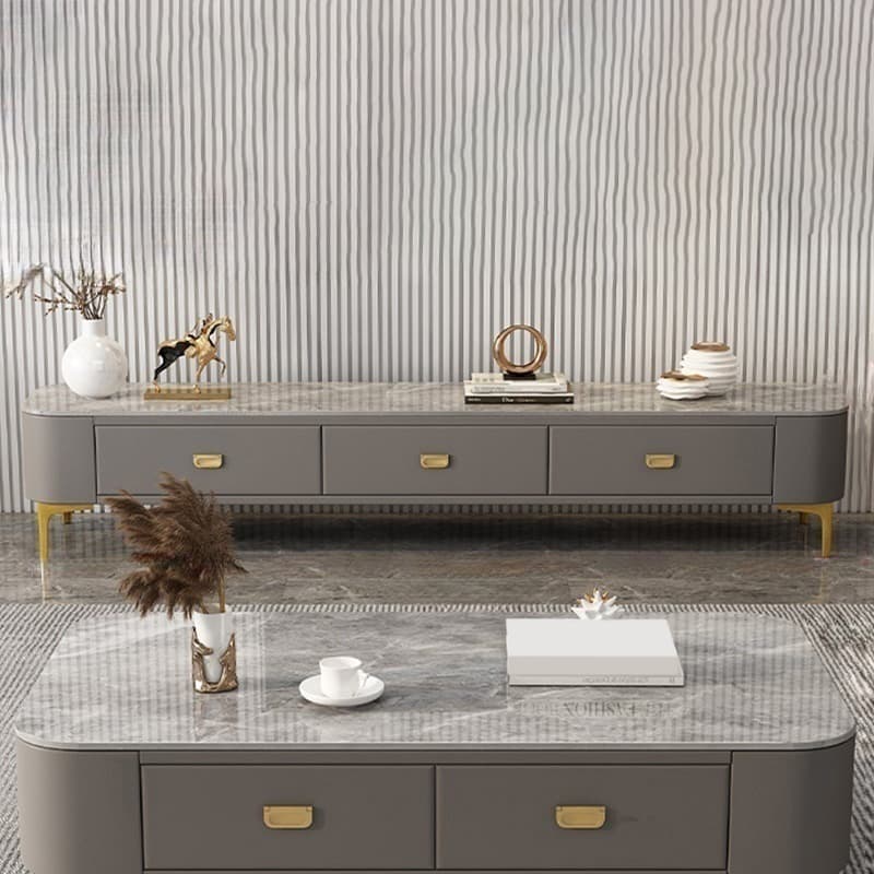 Modern Glass TV Stand with Low Height, 3 Drawers, Legs, and Easy Partial Assembly - image 11