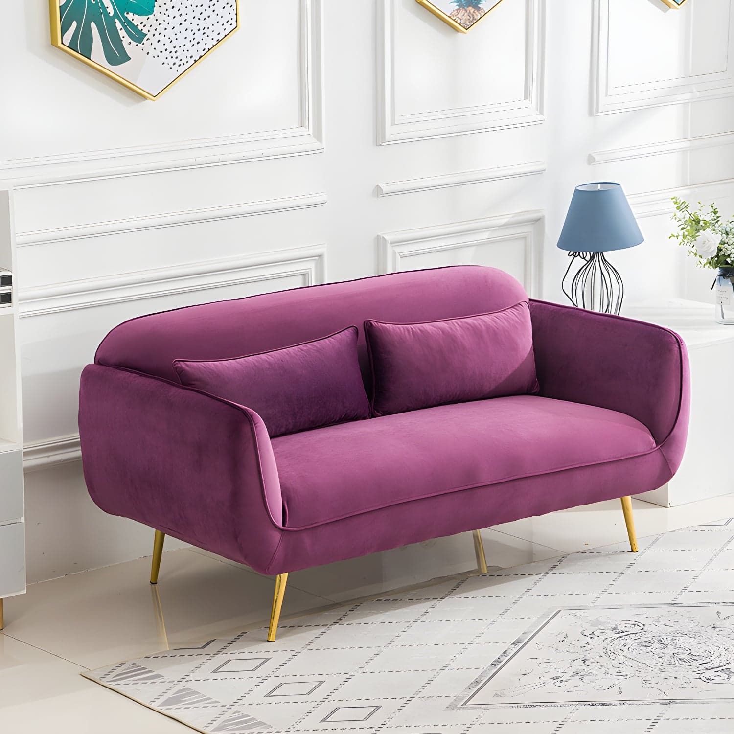 Glam Tight Back Loveseat with Flared Arm and Extra Pillows for Home and Apartment - image 18