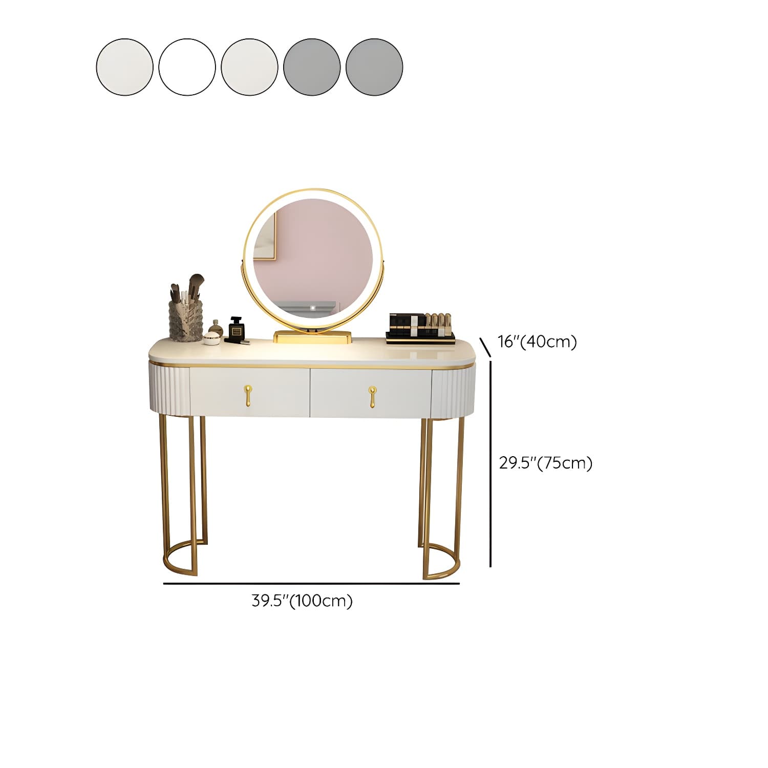 Glam 29.52" Height Makeup Vanity Set with Drawer and Mirror Vanity - image 25