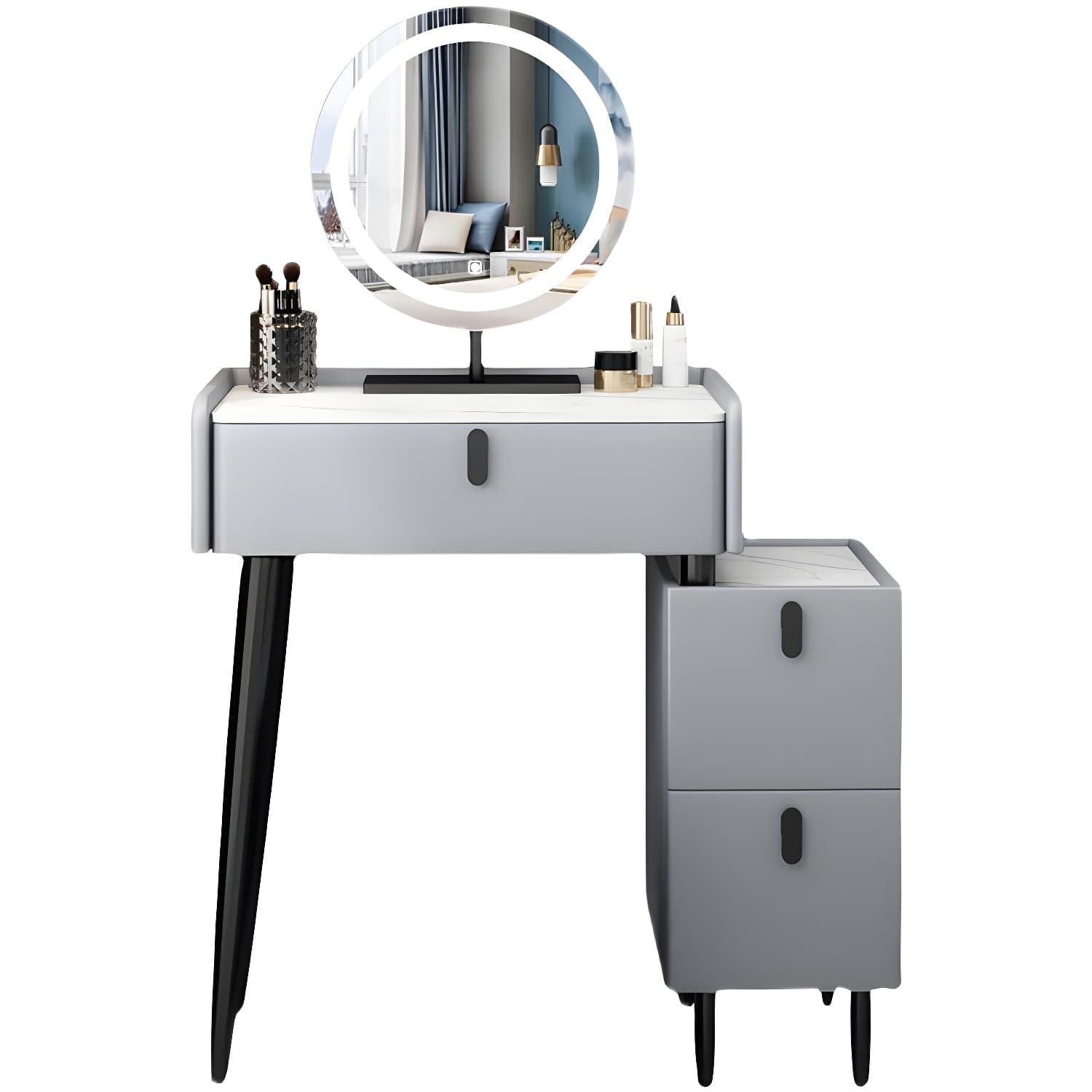 Contemporary Vanity Dressing Table Set with Mirror and Stool - image 8