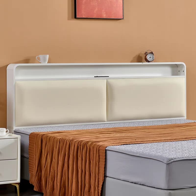 Simplistic Panel Headboard with Shelves, Rectangular Shape for Twin/Full/Twin XL Bed, Featuring Sponge Upholstery, Illumination Light, and Standard Height - image 5