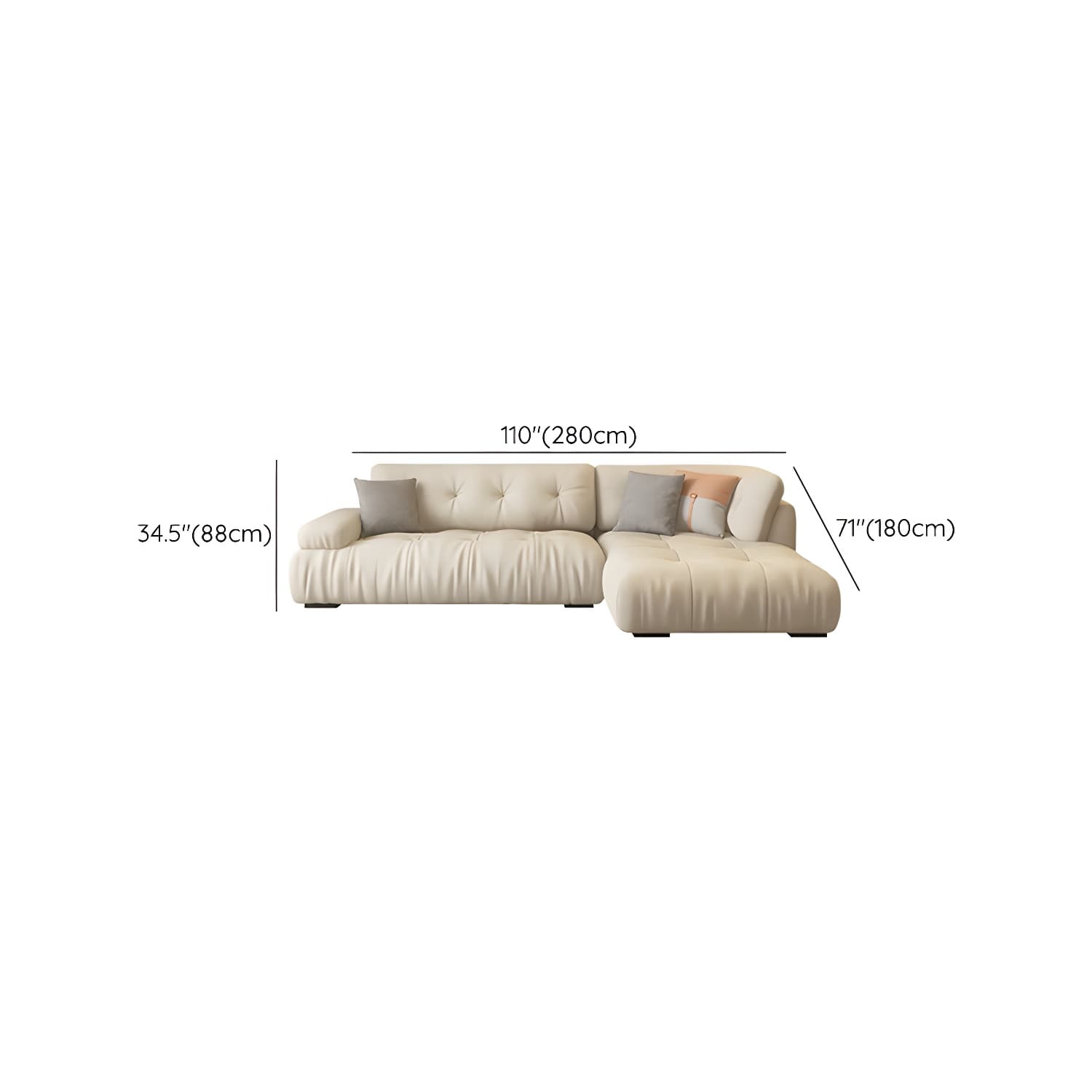 Flannel Upholstered Sectional Sofa in Gray with Scandinavian Wooden Frame - image 15