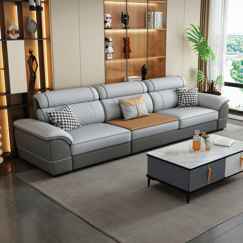 Modern Simple Style Straight/L-Shape Horizontal/Reversible Sofa Couch/Sofa Chaise in Grey with Water-resistant and Pillow Top Arm, 2-piece/3 Pc - image 5