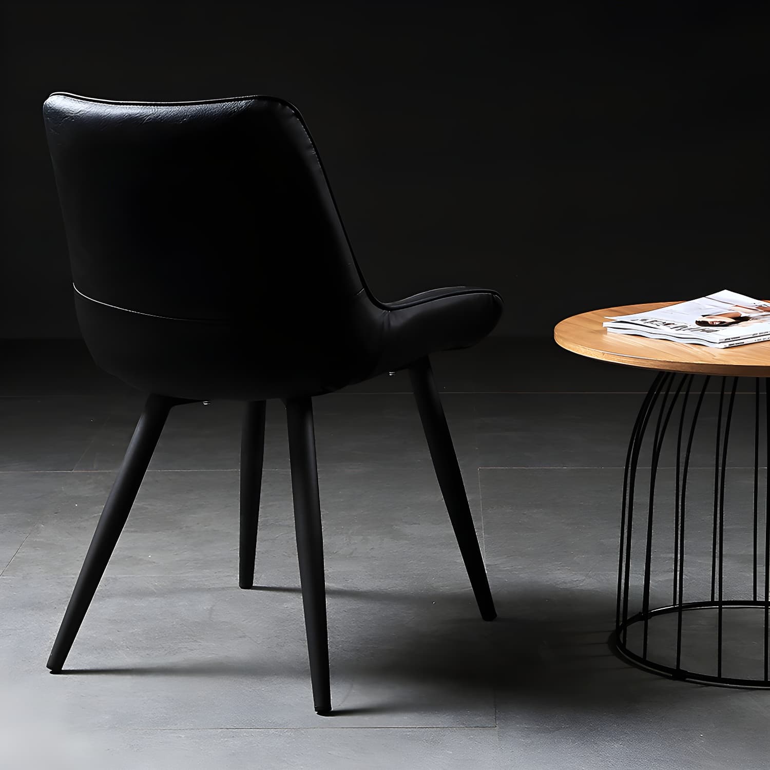 Modern Design Faux Leather Side Chair with 4 Metal Black Finish Legs Solid Back Armless Chair - image 17