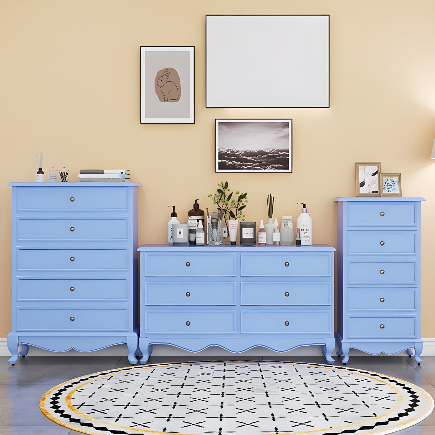 Bedroom Storage Chest Wooden Nautical Vertical Chest with Drawers - image 12