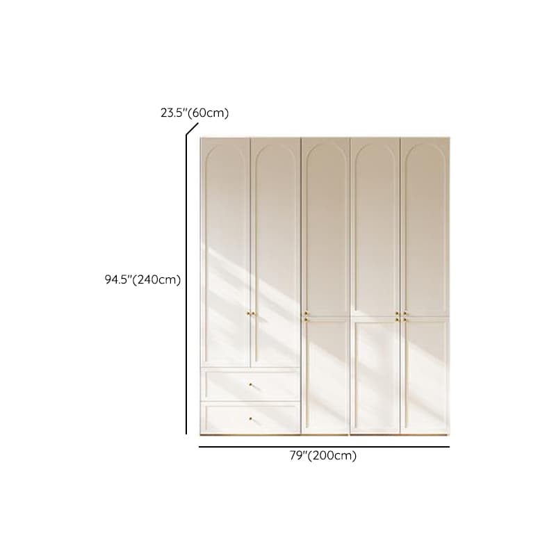 White Minimalist Manufactured Wood Wardrobe Closet with 2 Drawers, Soft Close Door, Interior Shelves, and Clothing Rod - image 19