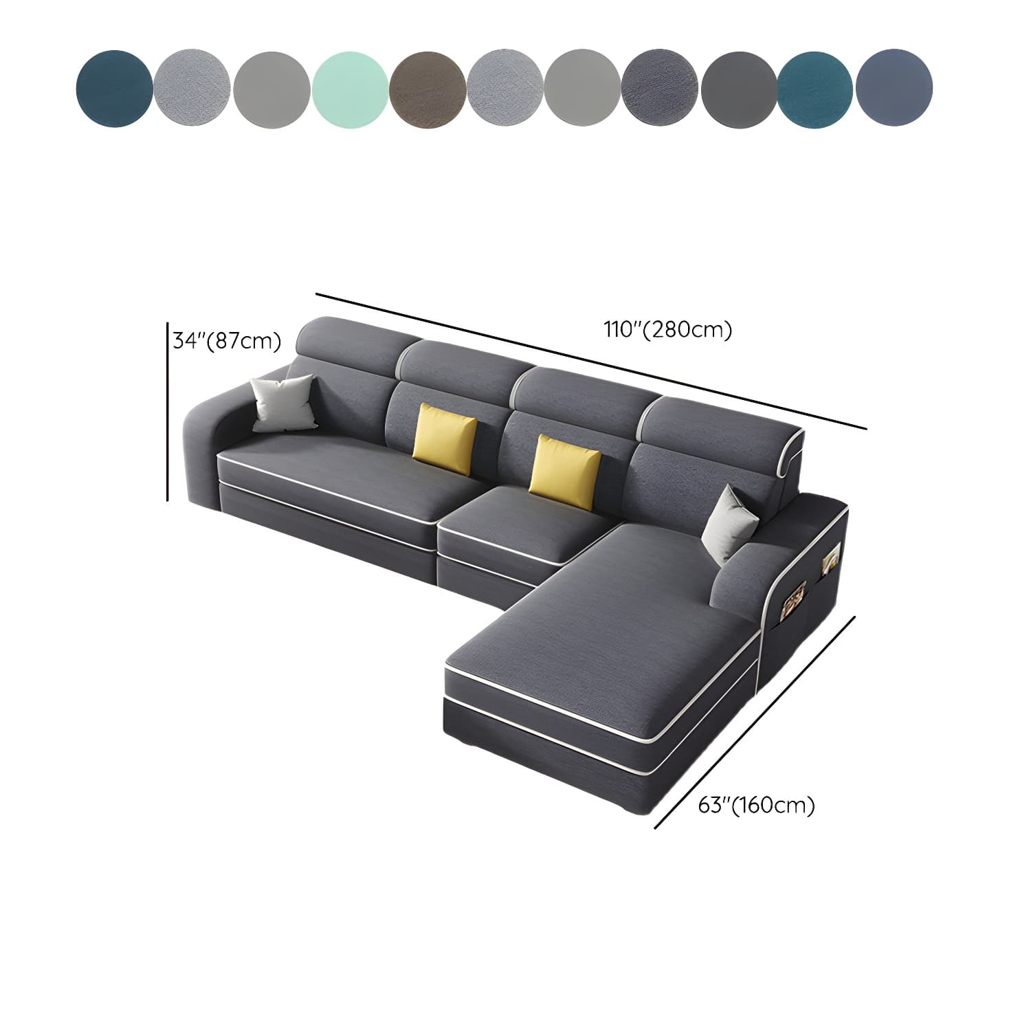 Modern Wood Frame L-Shape Sectional Sofa Chaise with Storage - 3 Piece Set - image 17