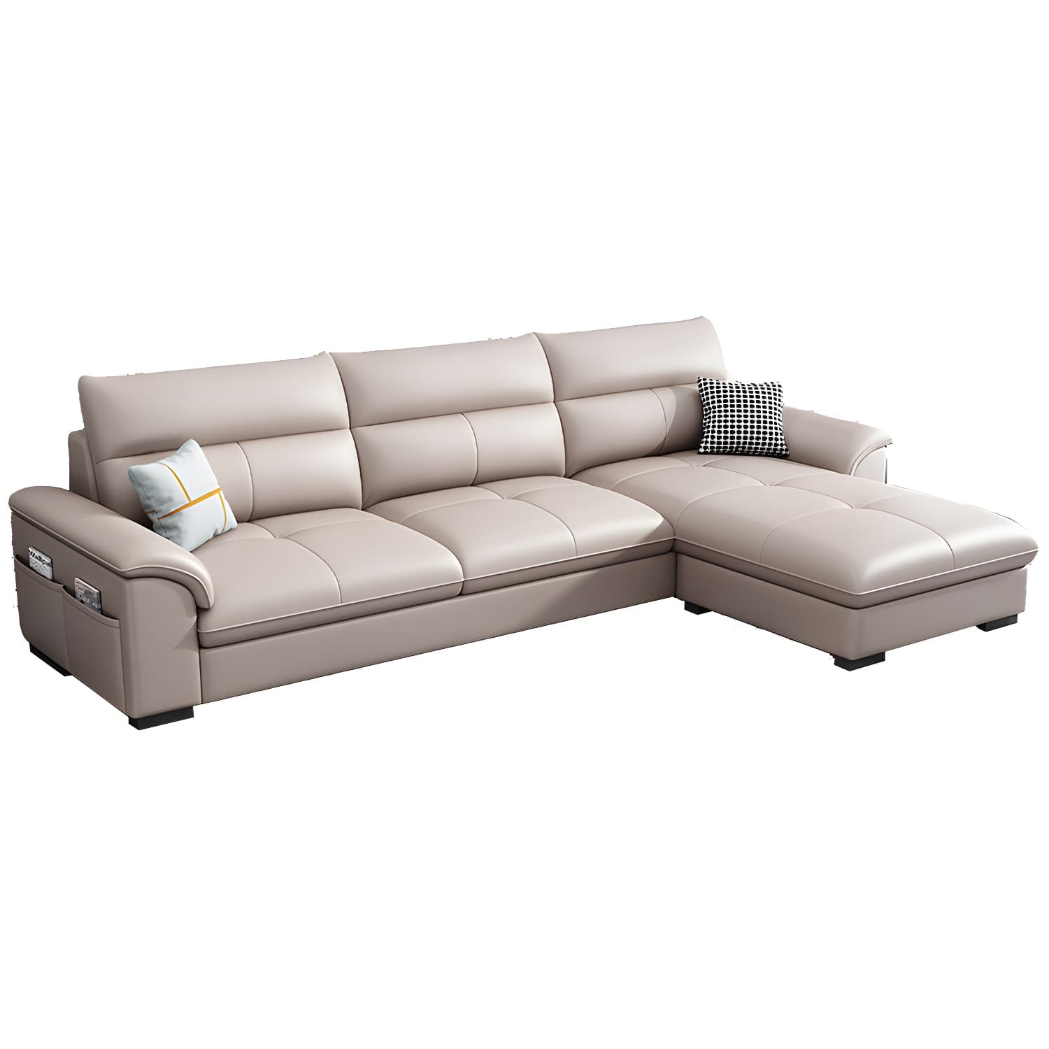 Modern Tech Cloth L-Shape Reversible Corner Sectional with Chaise in Black Pine Wood - image 10
