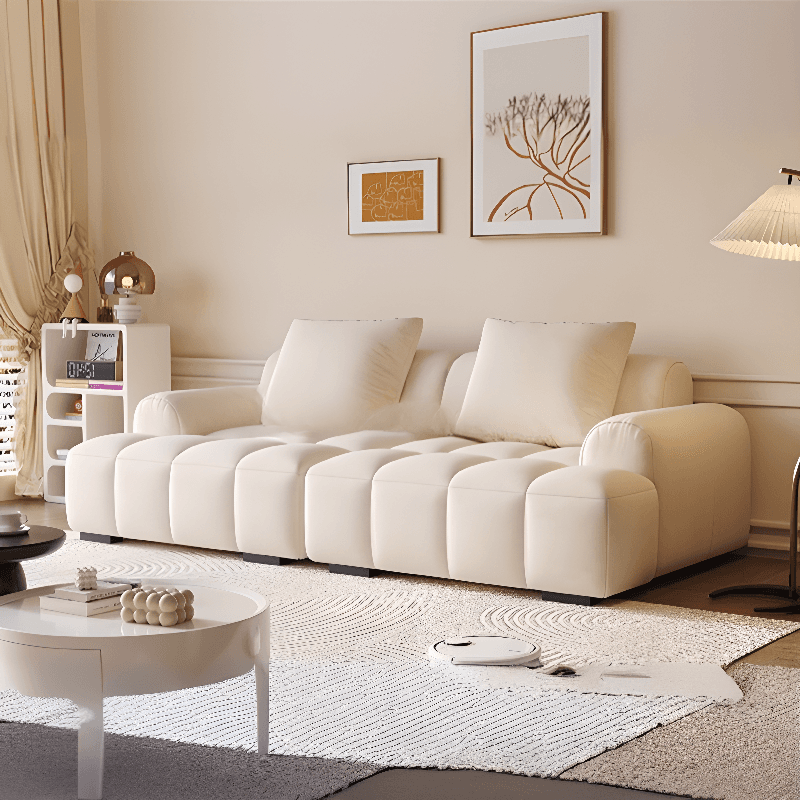 Modern Solid Color Tear Resistant Standard Sofa in Light Gray/Ivory/Citrus Color with 4-seater/Seats 5/3-seater and 2 Pillows - image 5