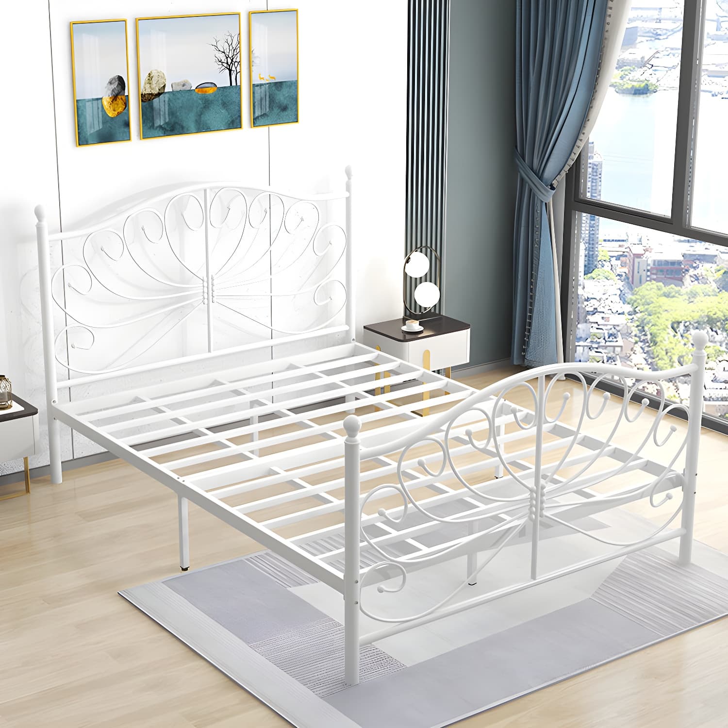 Metal Wire-Grid Bed with 6 Legs Open-Frame Low Profile Bed Frame - image 3